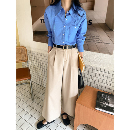 Damen Bluse Klassisch Falten Norvielle