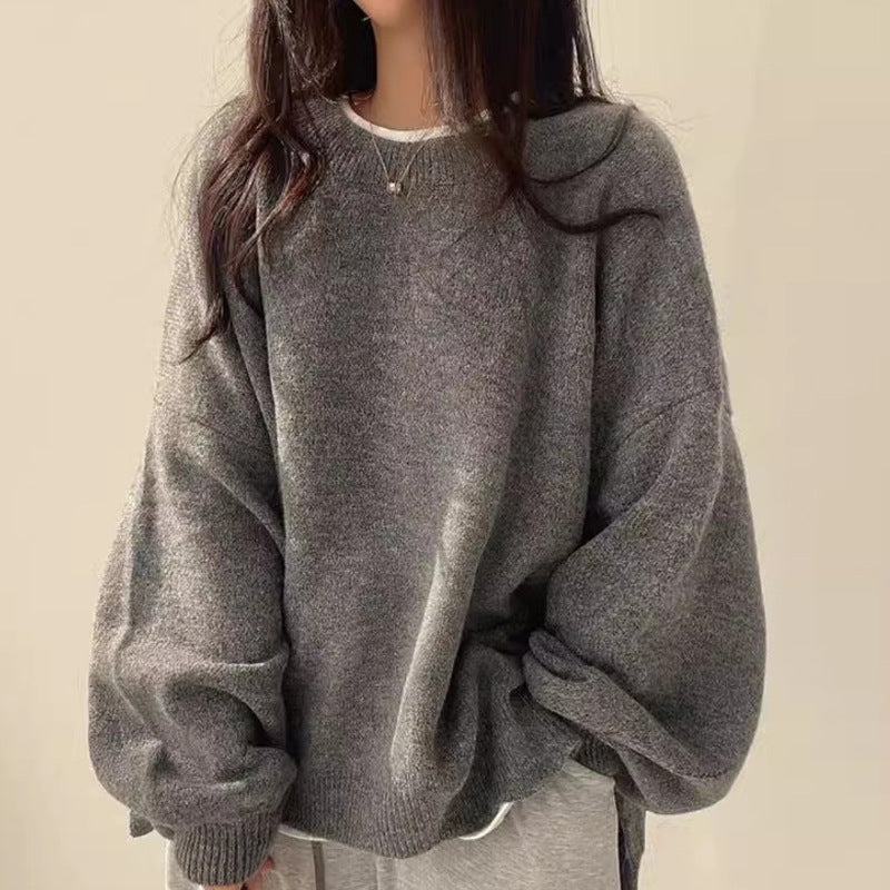 Damen Oversized Strickpullover Weite Ärmeln Lässiger Schnitt Norvielle
