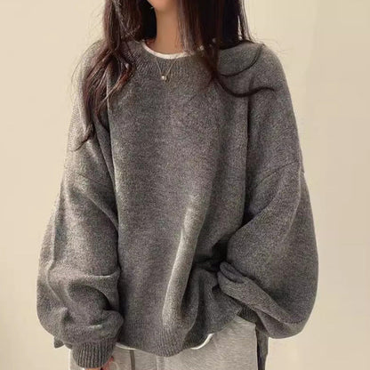 Damen Oversized Strickpullover Weite Ärmeln Lässiger Schnitt Norvielle