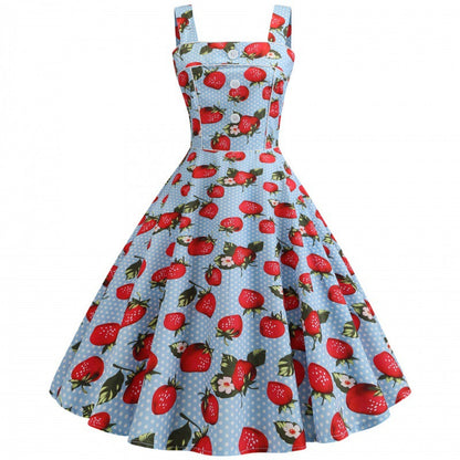 Damen Swingkleid Erdbeerdesign Schwingrock