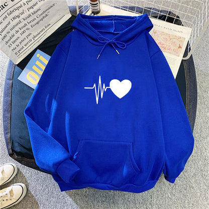 Damen Kapuzenpullover Herzschlagmotiv Norvielle