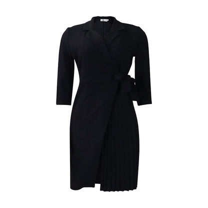 Damen Wickelkleid Blazer-Stil Plissiert