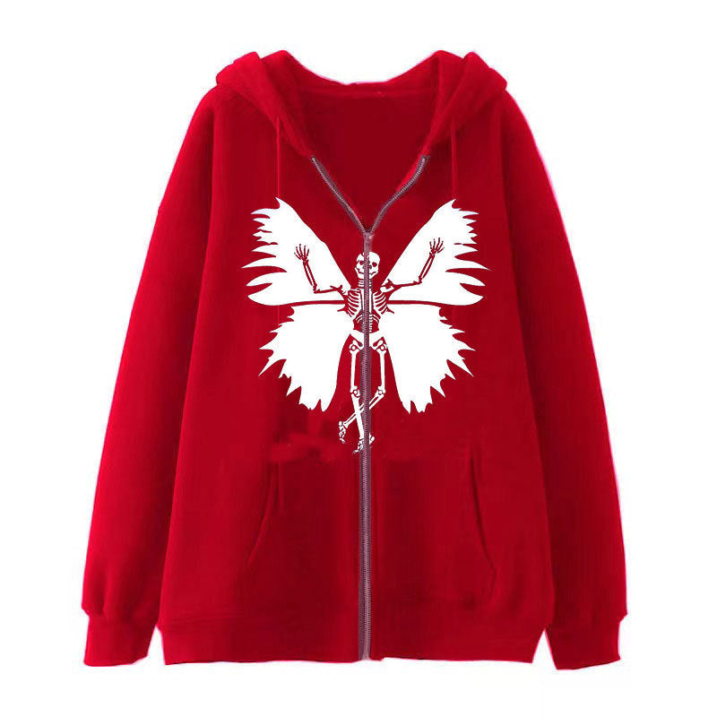 Damen Hoodie Skelett Schmetterling Motiv Norvielle