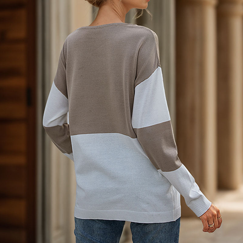 Damen Strickpullover Norvielle Rundhals Blockdesign