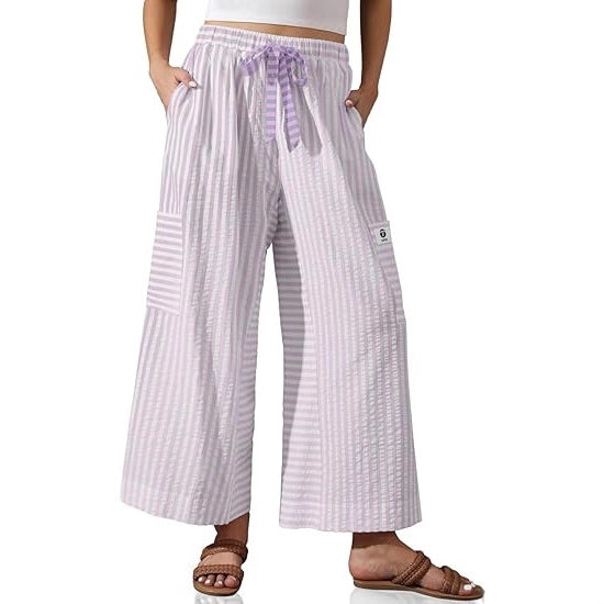 Damen Palazzo-Hose Gestreift Praktische Taschen Norvielle