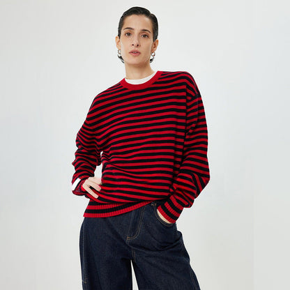 Damen Rollkragenpullover Streifenmuster Norvielle