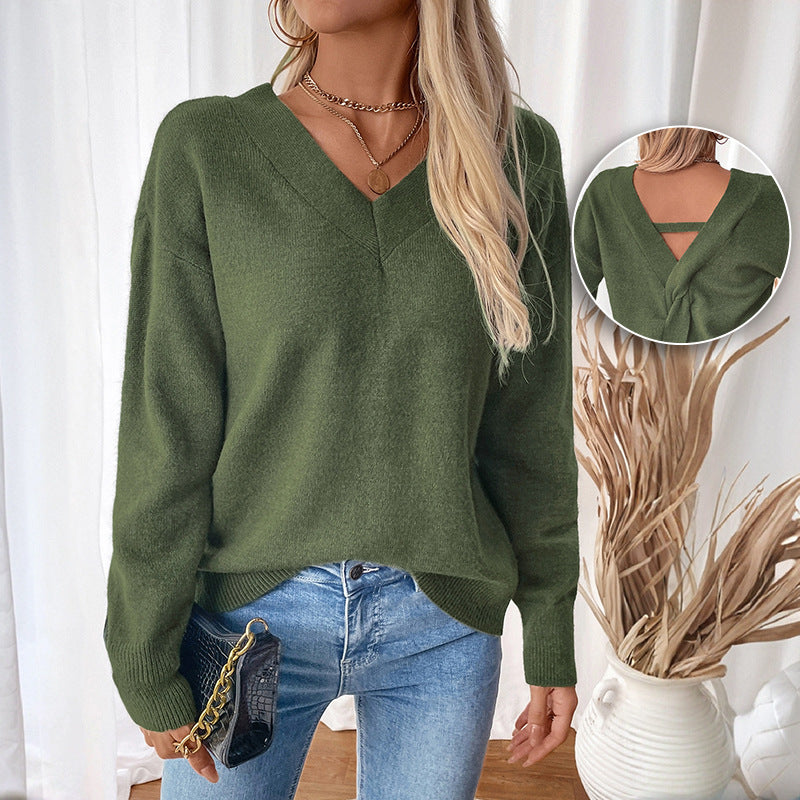 Damen Pullover V-Ausschnitt 3/4 Ärmel Lässig Norvielle - Norvielle