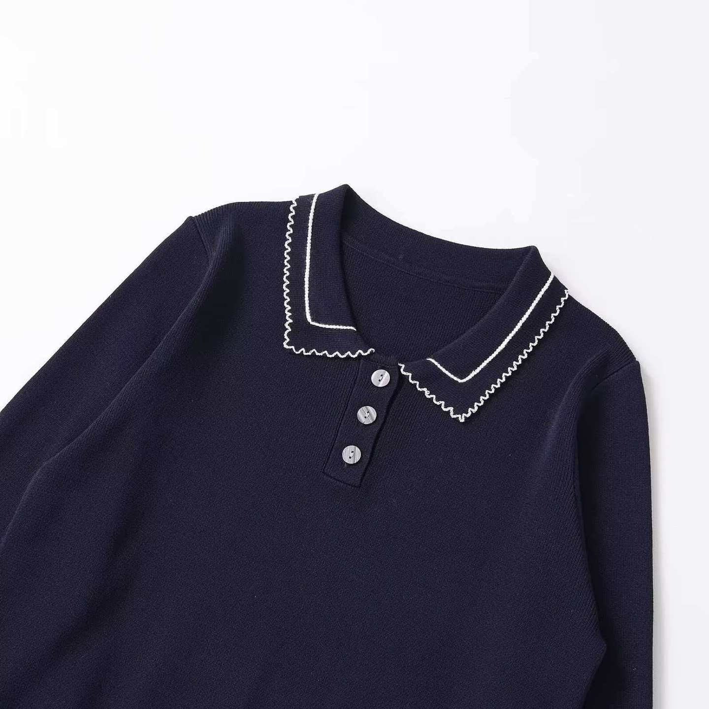 Damen Strickpullover Polokragen Knopfleiste Norvielle