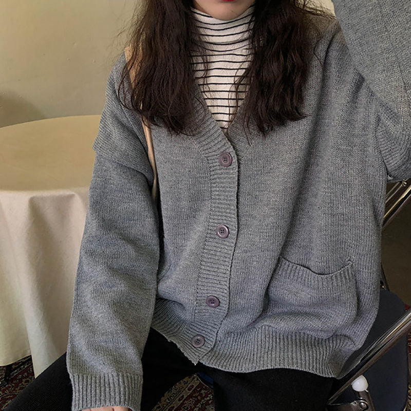 Damen Cardigan Lässiger Schnitt Überschnittene Schultern Bequem