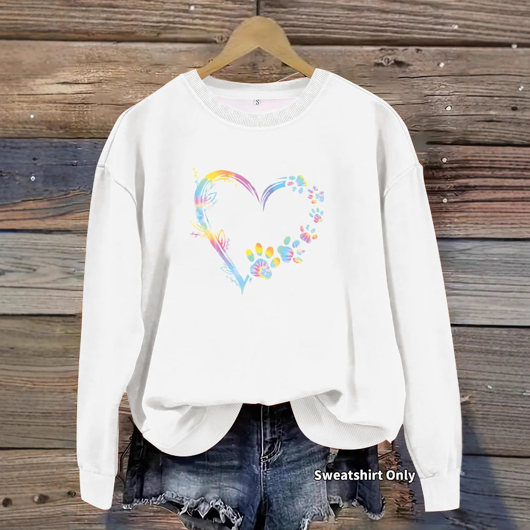 Damen Sweatshirt Florales Herzdesign Baumwolle Bequem