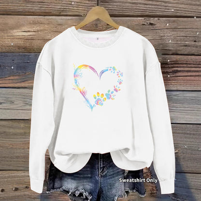 Damen Sweatshirt Florales Herzdesign Baumwolle Bequem