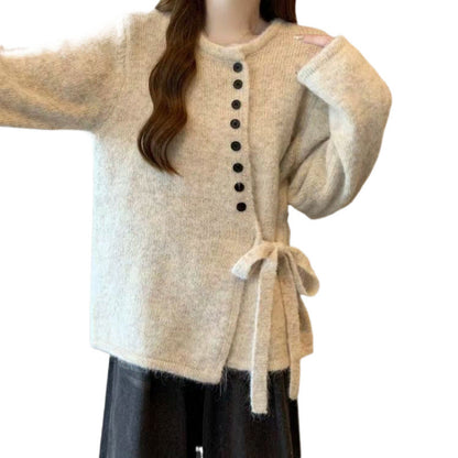Damen Strickjacke mit Bindeband und Knöpfen Norvielle