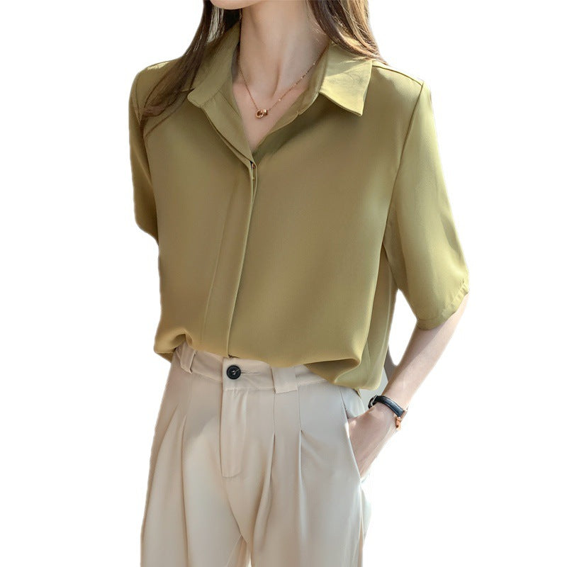 Damen Bluse Moderner Kragen Kurzärmel Norvielle