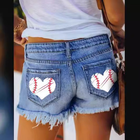 Damen Destroyed Denim Shorts
