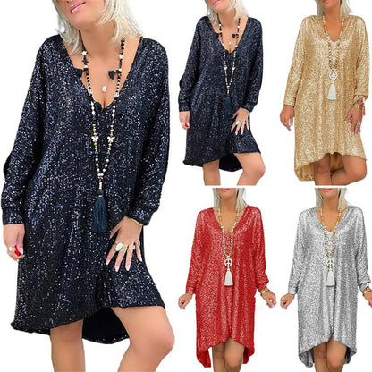Damen Glitzerndes Kaftan-Kleid Lässiger Schnitt