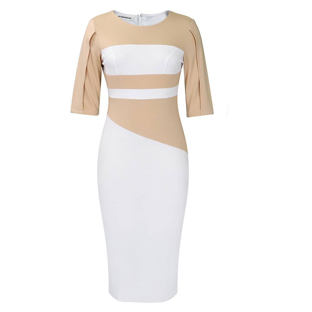 Damen Midi-Kleid Asymmetrisch ¾-Ärmel Norvielle