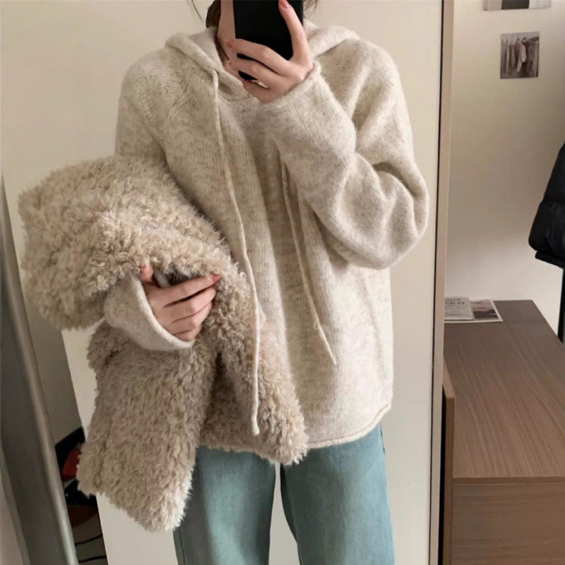Damen Hoodie Weiches Fleece Kängurutasche