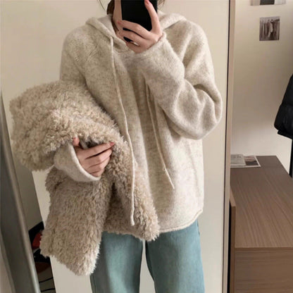 Damen Hoodie Weiches Fleece Kängurutasche