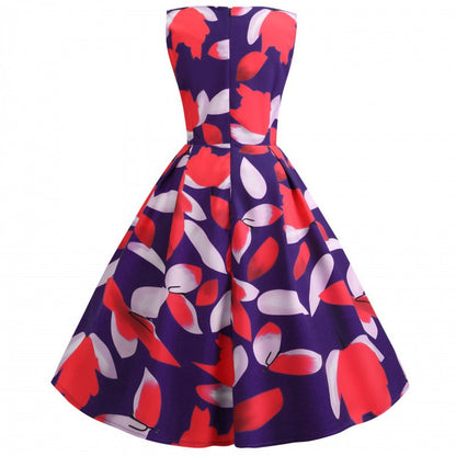 Damen A-Linien Kleid Floralmuster Eleganter Saum