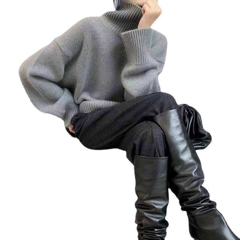 Damen Oversized Rollkragenpullover Weiches Strick Norvielle
