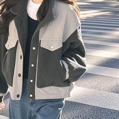 Damen Fleecejacke Oversized Strukturiert Grau