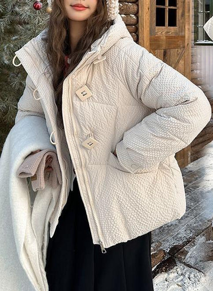 Damen Winterjacke Puffy Mit Kapuze Dekorative Knöpfe Norvielle