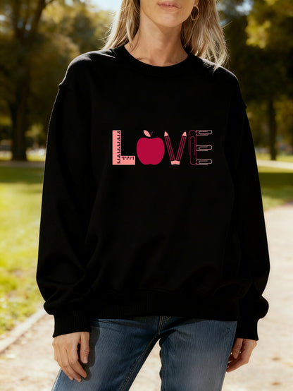 Damen Sweatshirt Kreatives Love-Motiv Norvielle