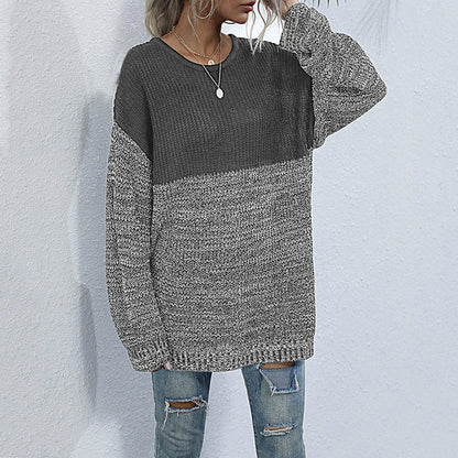 Damen Strickpullover Oversized Lässig Bunt