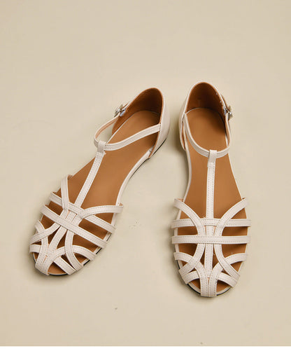 Damen Flachsandalen Verstellbarer Riemen Modischer Schnitt Beige