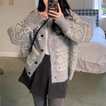 Damen Strickjacke Weiches Material Einzigartiges Muster Norvielle