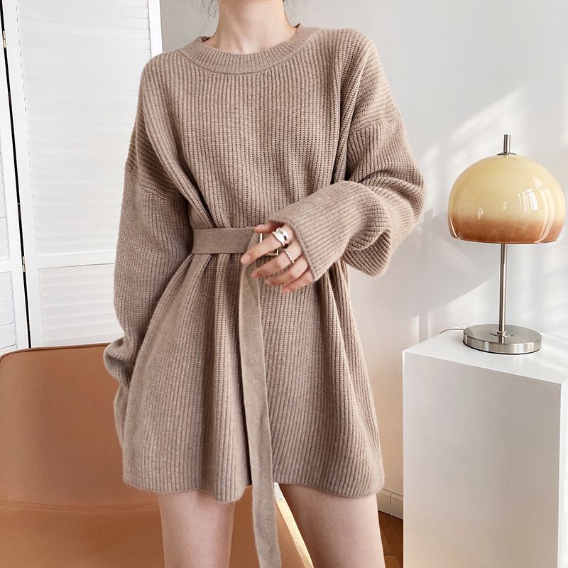 Damen Strickpullover mit Gürtel Norvielle