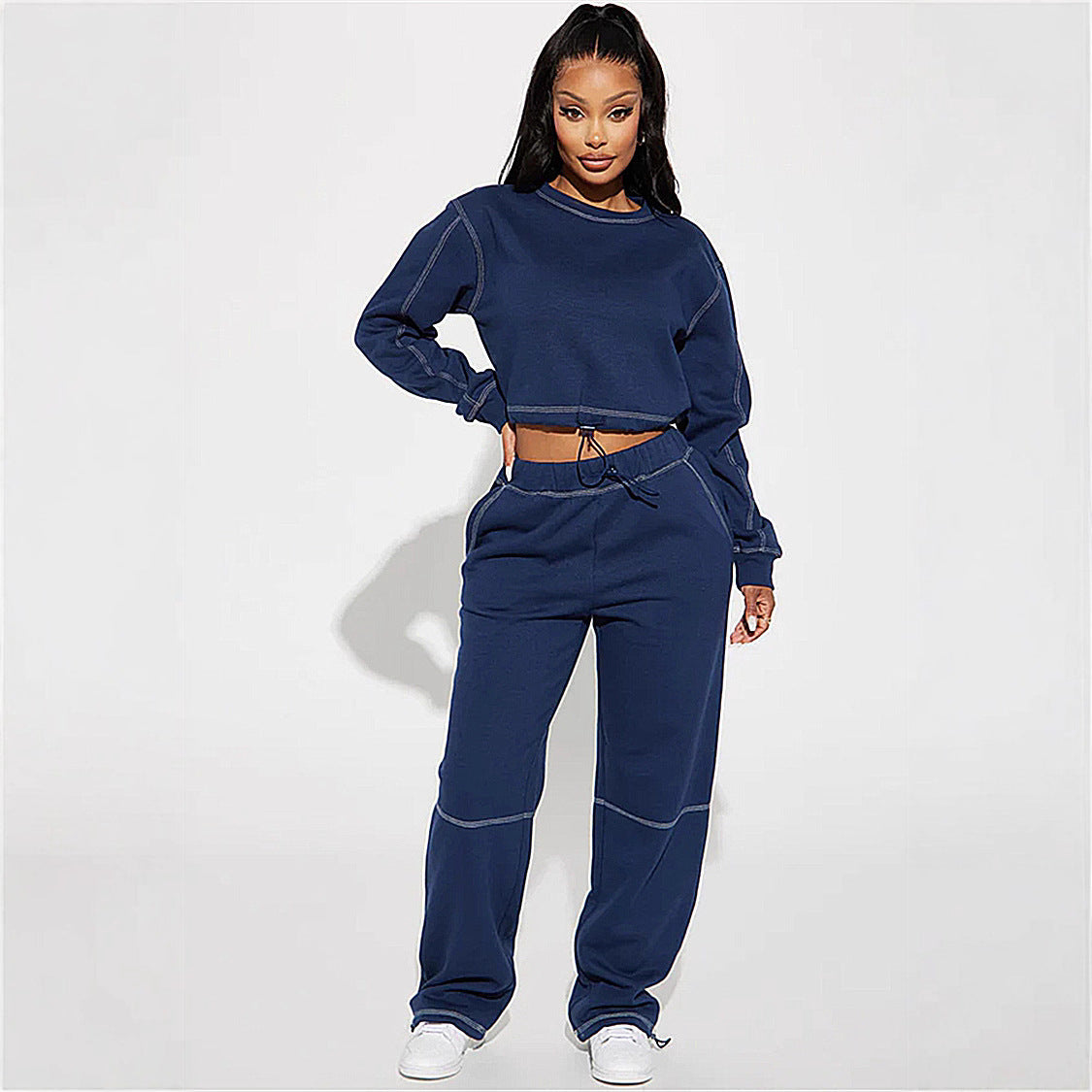 Damen Cropped Hoodie Hochkragen Norvielle