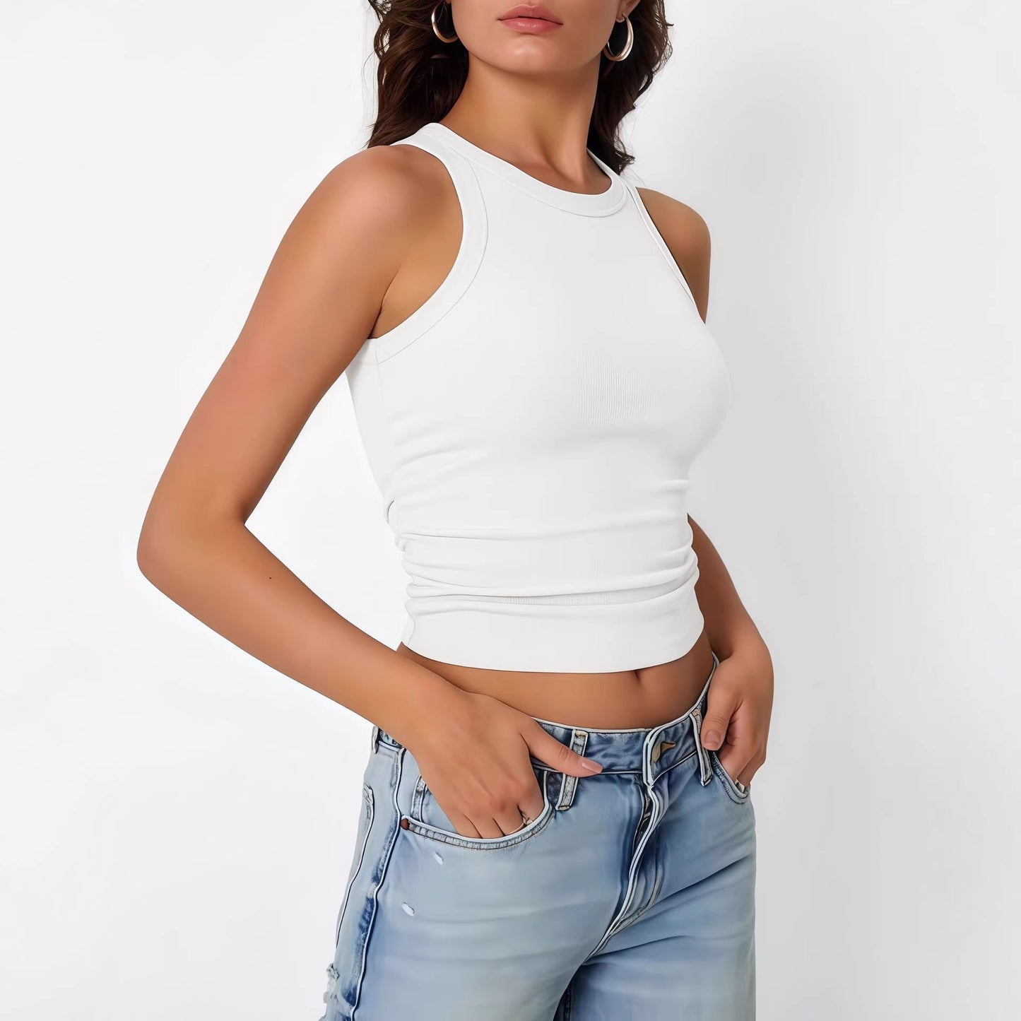 Damen Crop Elastisch Schmale Träger Norvielle