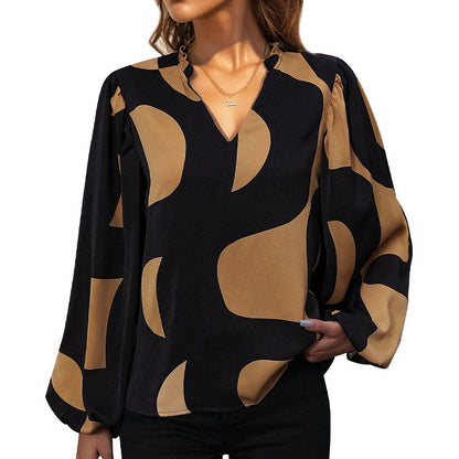 Damen Bluse Geometrisches Muster Lässiger Schnitt Norvielle