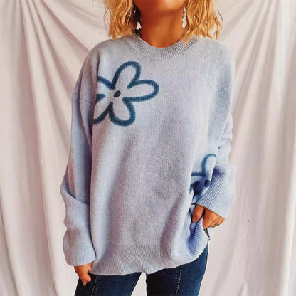 Damen Strickpullover Oversized Floralmuster Norvielle - Norvielle