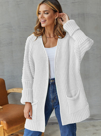 Damen Strickjacke Tiefen Taschen Strukturiert Norvielle