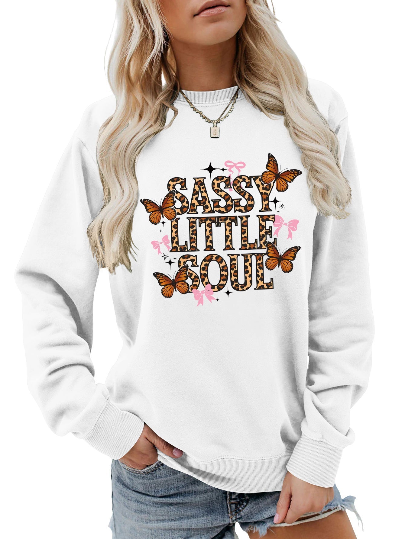 Damen Sweatshirt Schmetterlingsdesign Baumwolle Norvielle