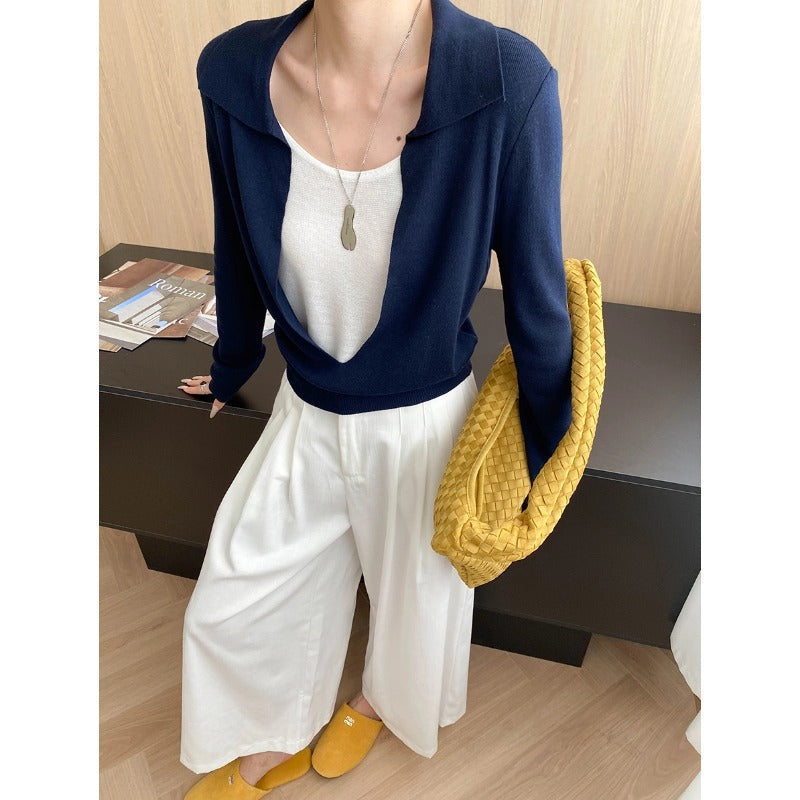 Damen Pullover Elegantes Design V-Ausschnitt Feine Stickerei