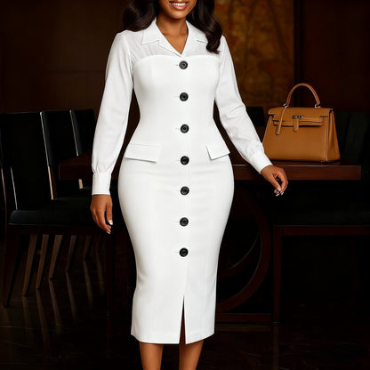 Damen Hemdkleid mit Knopfleiste und langen Ärmeln