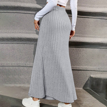 Damen Maxi-Rock Strick Norvielle mit Knöpfen und Seitenschlitz