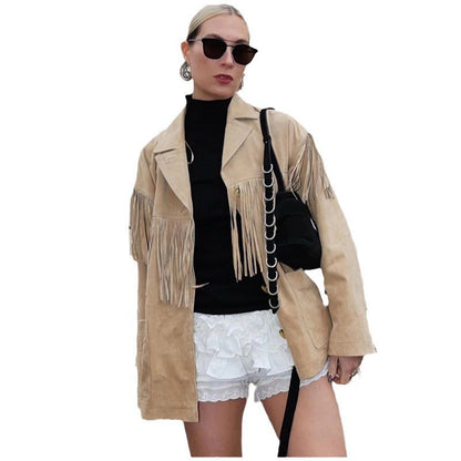Damen Wildlederjacke mit Fransen