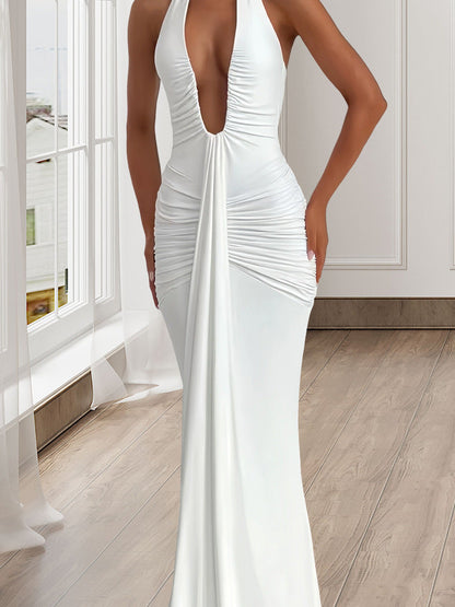 Damen Wickelkleid Elegantes V-Ausschnitt Fließender Rock Norvielle