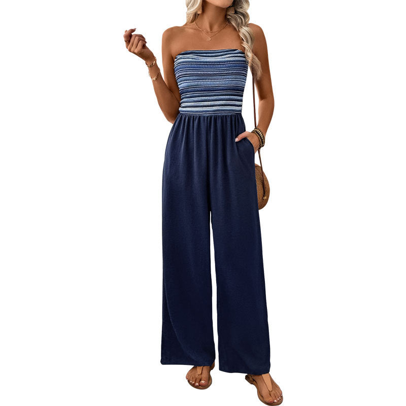 Damen Jumpsuit Weites Bein Elastisch Norvielle