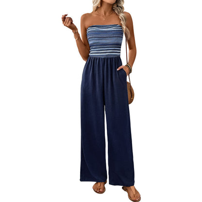 Damen Jumpsuit Weites Bein Elastisch Norvielle