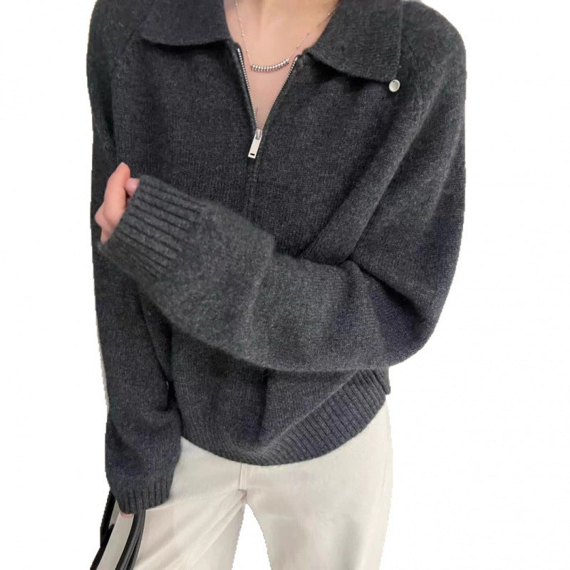 Damen Pullover Norvielle mit Reißverschluss und elegantem Kragen