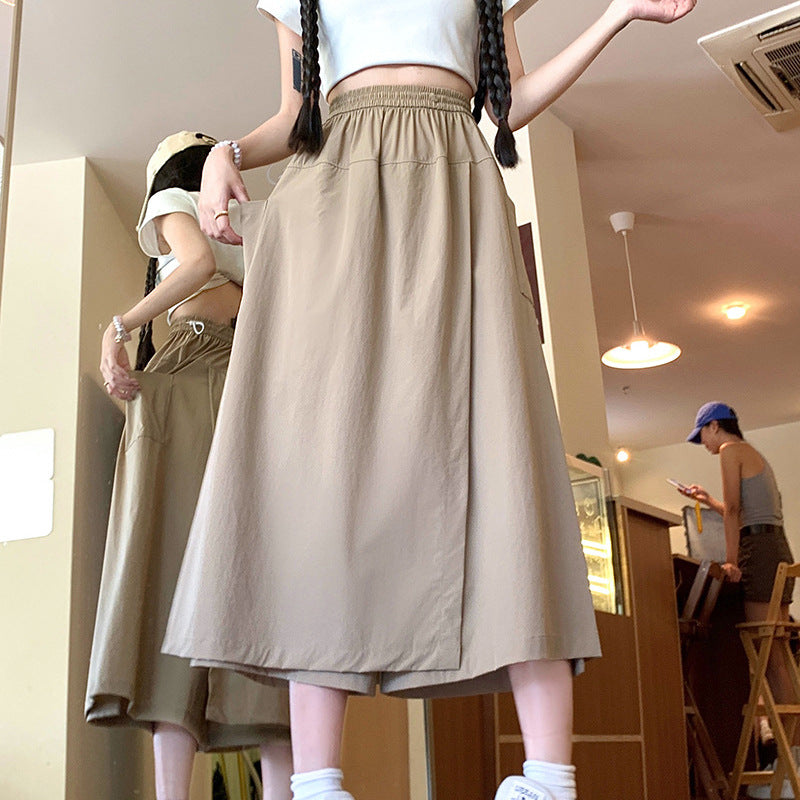 Damen Sommerrock Weit mit hoher Taille und Taschen - Norvielle