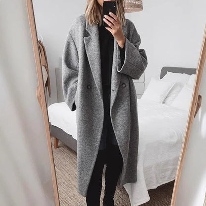 Damen Wollmantel Oversized Doppelknopfleiste Norvielle