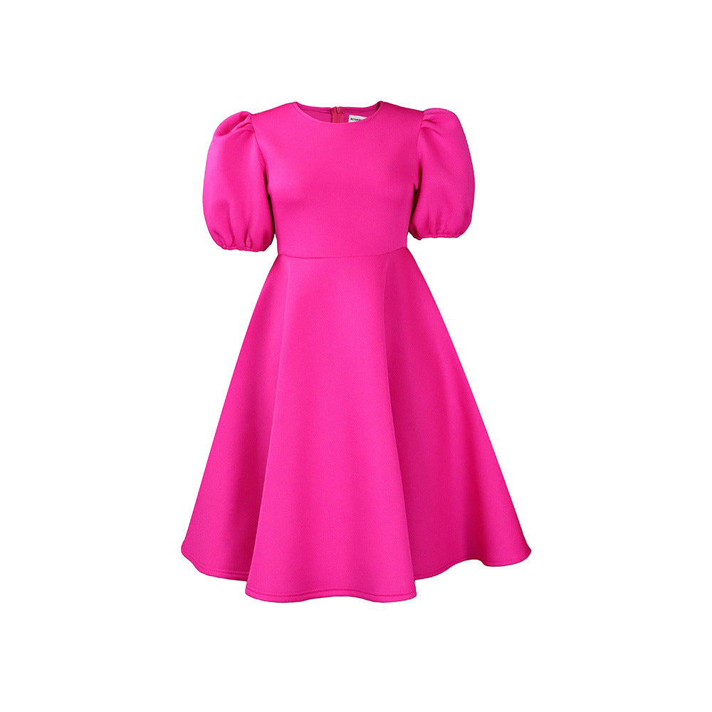 Damen Midikleid Voluminöse Puffärmel Schwingender Rock Norvielle