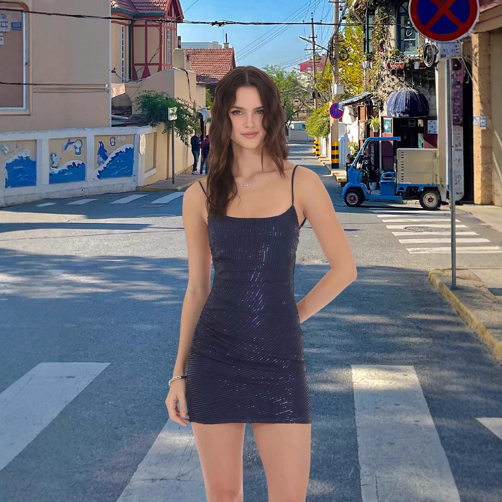 Damen Kleid mit Paillettenbesatz Figurbetonter Schnitt