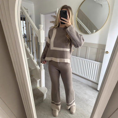 Damen Strick-Loungewear-Set geometrisches Muster Norvielle